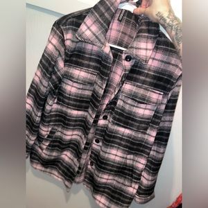 H&M plaid black & pink jacket